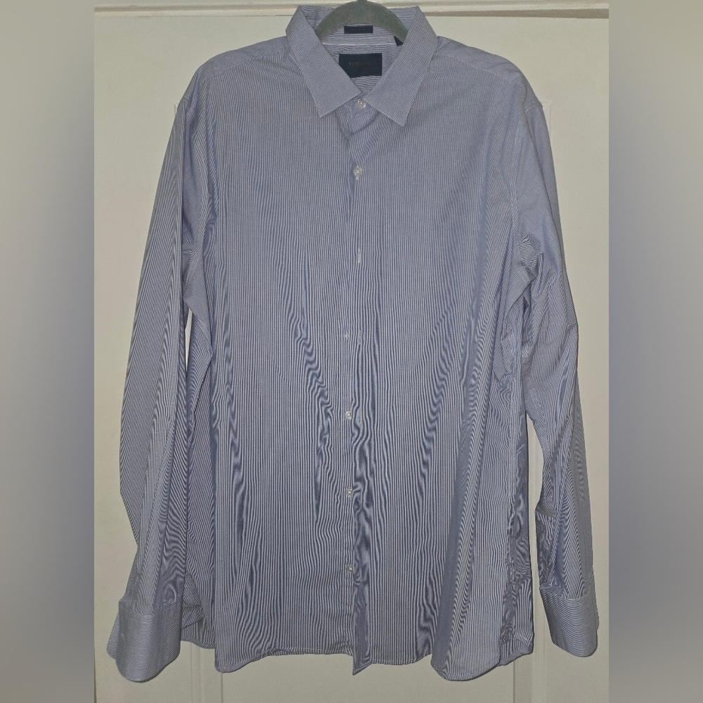 Fairlane Men's Blue Long Sleeve Button Down Striped Shirt Size XL
